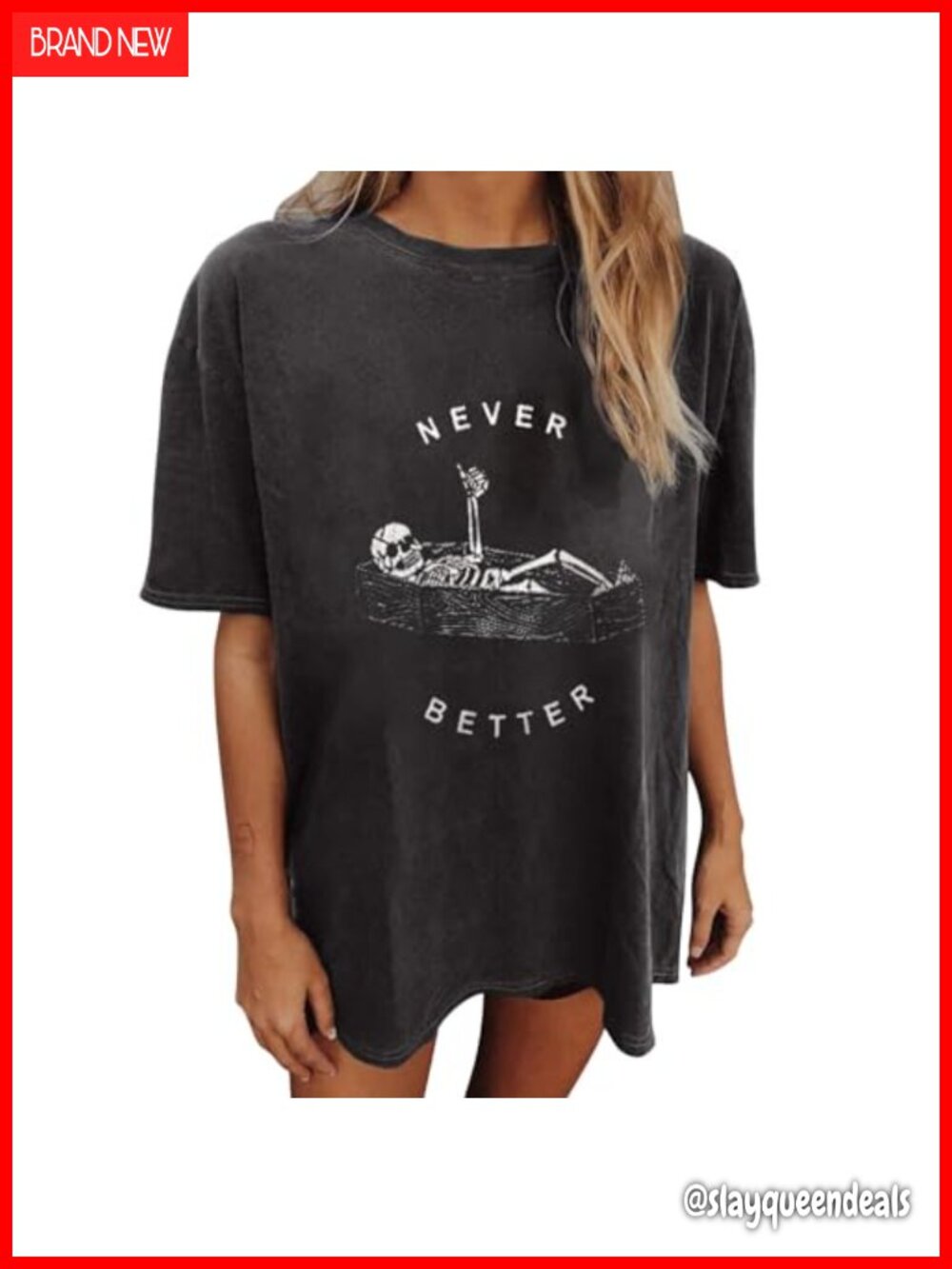 Oversized Graphic Tee Short Sleeve Crew Neck Pull On Womens Casual Top